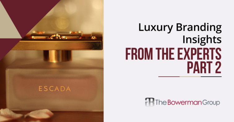 Luxury Branding Insights from the Experts Part 2 Graphic - Includes a photo of escada perfume